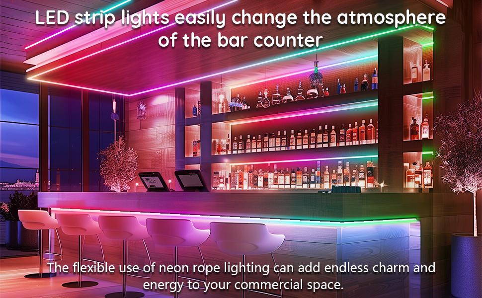 16.4Ft Neon Rope Lights,Flexible Led Rope Lights Control with App/Remote,Multiple Modes Rope Lights,IP65 Outdoor RGB Led Neons Light Waterproof,Music Sync Gaming Led Neon Strip for Bedroom Decor
