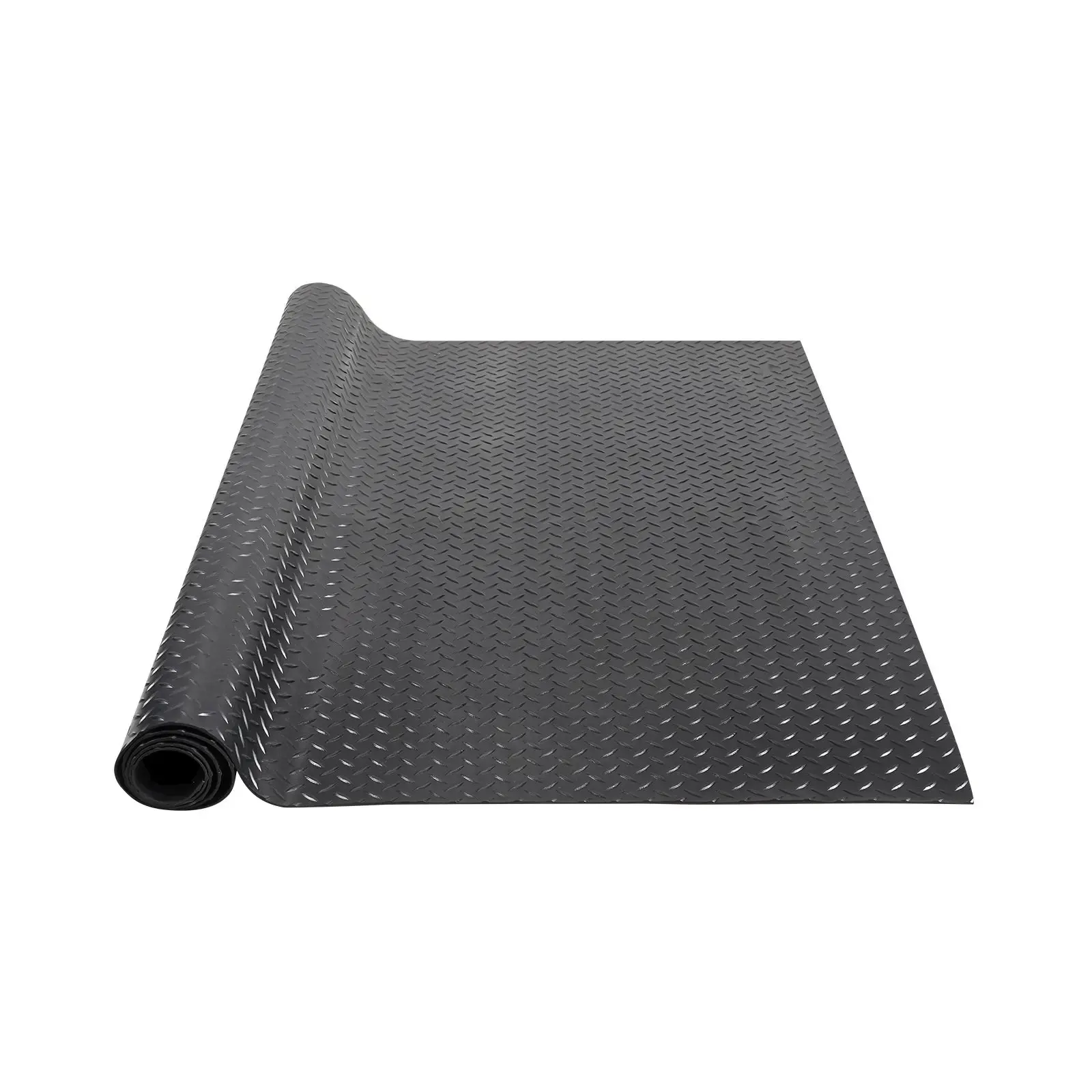 Diamond-Plate Rubber Flooring Roll For Garage And Workshop, 3mm Thick, 4 Ft By 6 Ft Mat, SBR Rubber Floor Roll, Easy To Clean, Diamond Plate Pattern, Durable Garage Gym Floor Covering, Black