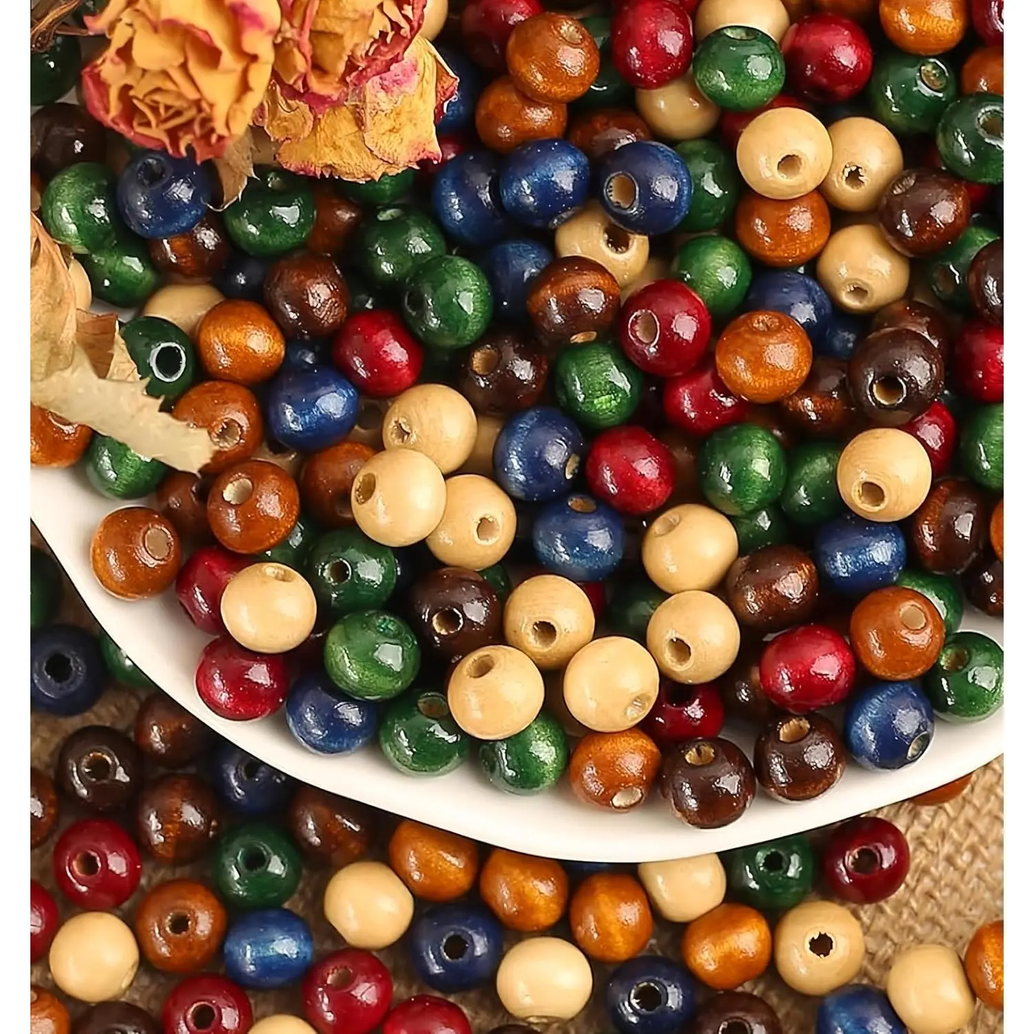 500 count Colorful Wooden Beads 10mm  Macrame Wooden Loose Spacer Bead  Color  Beads Painted Wooden Beads for  Bracelets Making (10mm)
