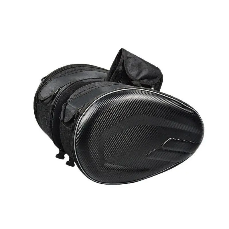Motorcycle Hard Shell Saddle Bag, Carbon Fiber Texture Side Pack, Waterproof Durable Bike Storage, Universal Rider Gear