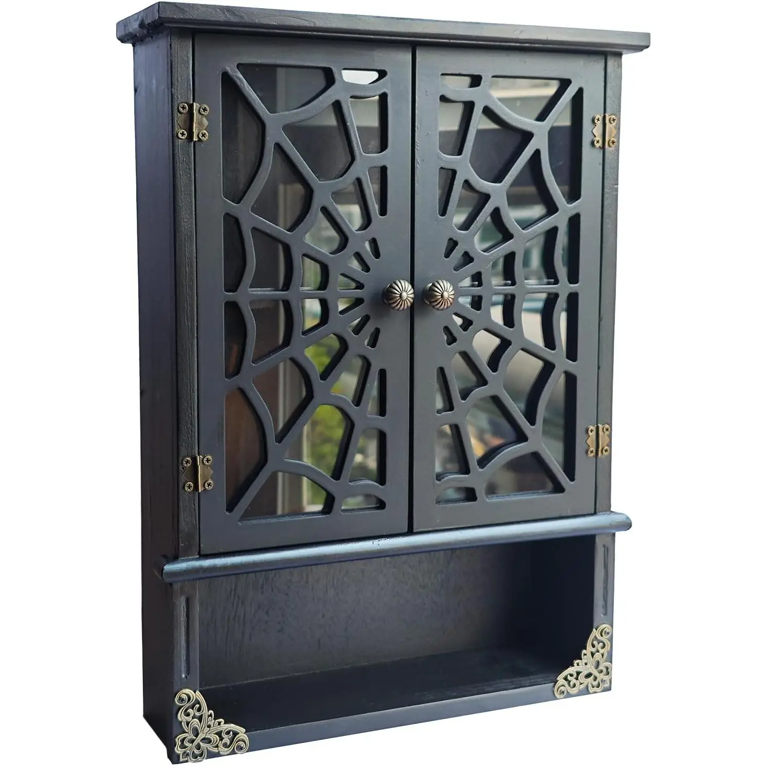 IRISVITA Spider Web Floating Gothic Shelf, Gothic & Vintage Wall Decor, Floating Shelves for Bedroom & Bathroom, Halloween Decor, Dark Academia Gift for Poetry/Goth Fans