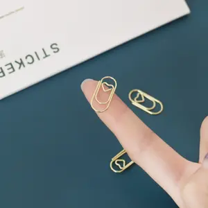 50pcs /bag mini heart gold rose gold Color Clip Bookmark binder clip Office Accessories paper Clips Patchwork Clip Fastener Clip H0481