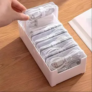 1 Set Multi-Function Cable Organizer Box – Tangle-free charging cable storage case with cord separators and accessory compartments. Keeps USB cables, chargers, earphones, adapters and small electronics neatly organized for home, office or travel.