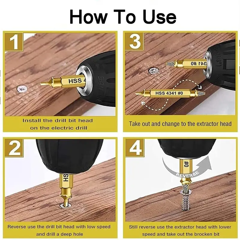 【DealsForYouDays】Stripped Broken Screw Remover,6 Counts Set Easy Out Bolt Extractor, Damaged Screw Extractor Set,Double Head Extraction Design Extractor Head,Household Repair Tools, Power Tool Accessories, Screwdriver Bit Clip.