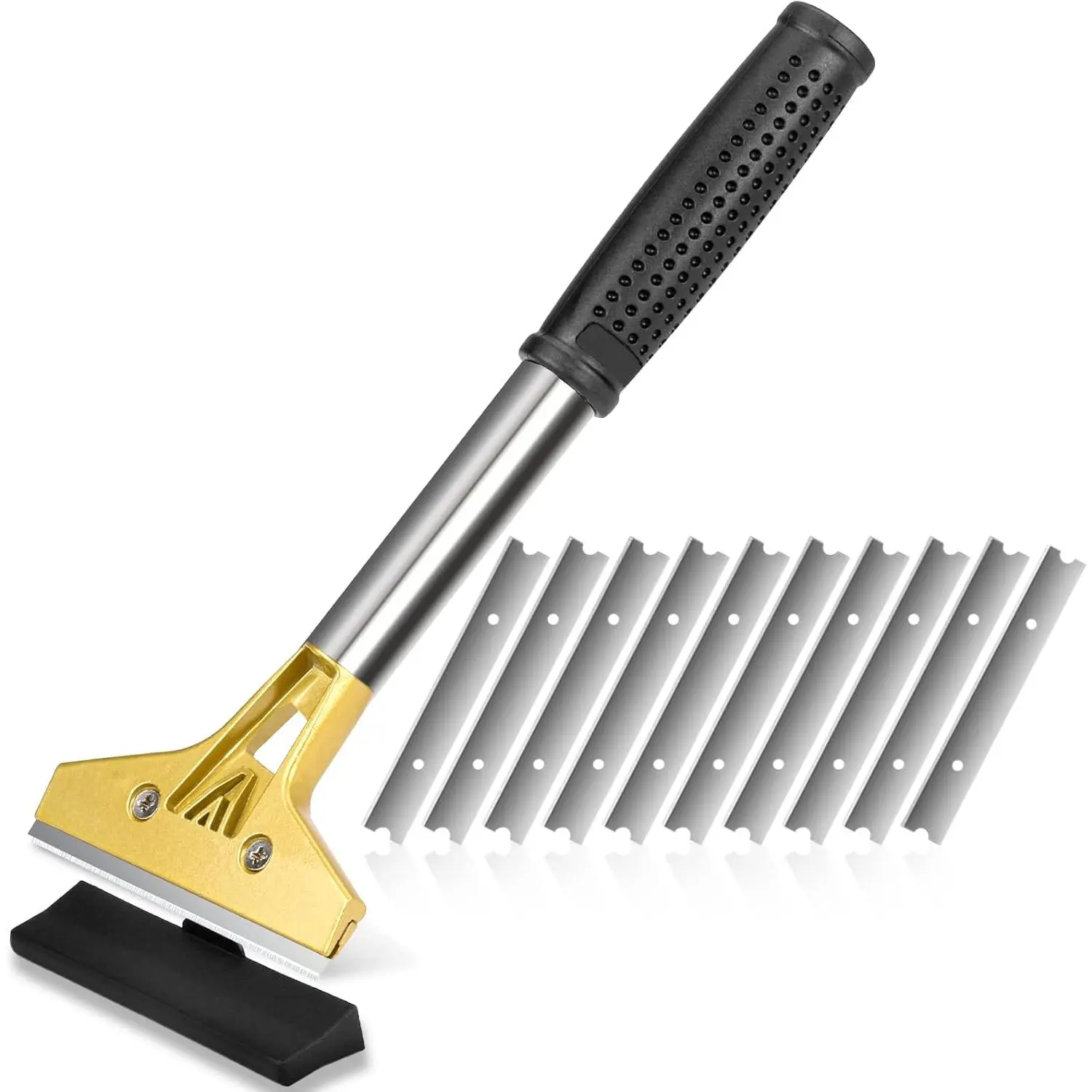 Razor  Scraper, 4 inch Scraper Tool with 10 count Extra Metal , Large Cleaning Razor Scraper, Floor Scraper, Glass Stove top Scraper, Window Scraper for , , Glue Remover