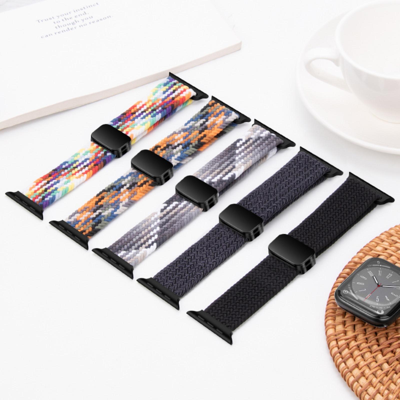 Compatible with Apple Watch Bands — Magnetic-Clasp Woven Nylon Watch Strap for iWatch Series 6, 7, 8, 9, 10, and 11