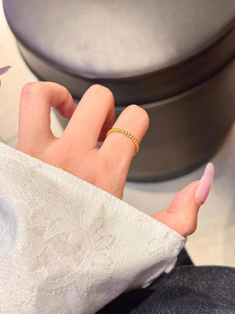 New stainless steel round bead ins ring from Europe and America, fashionable, light luxury and personalized plated ring jewelry