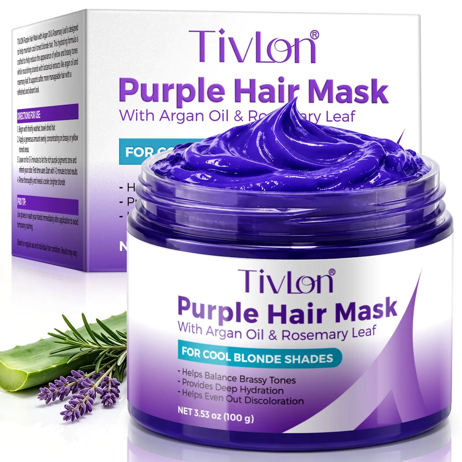 100g Brightening Hair Mask for Blondes and Light-Colored Hair: Neutralizes yellow tones, smooths hair, and leaves it soft and shiny.