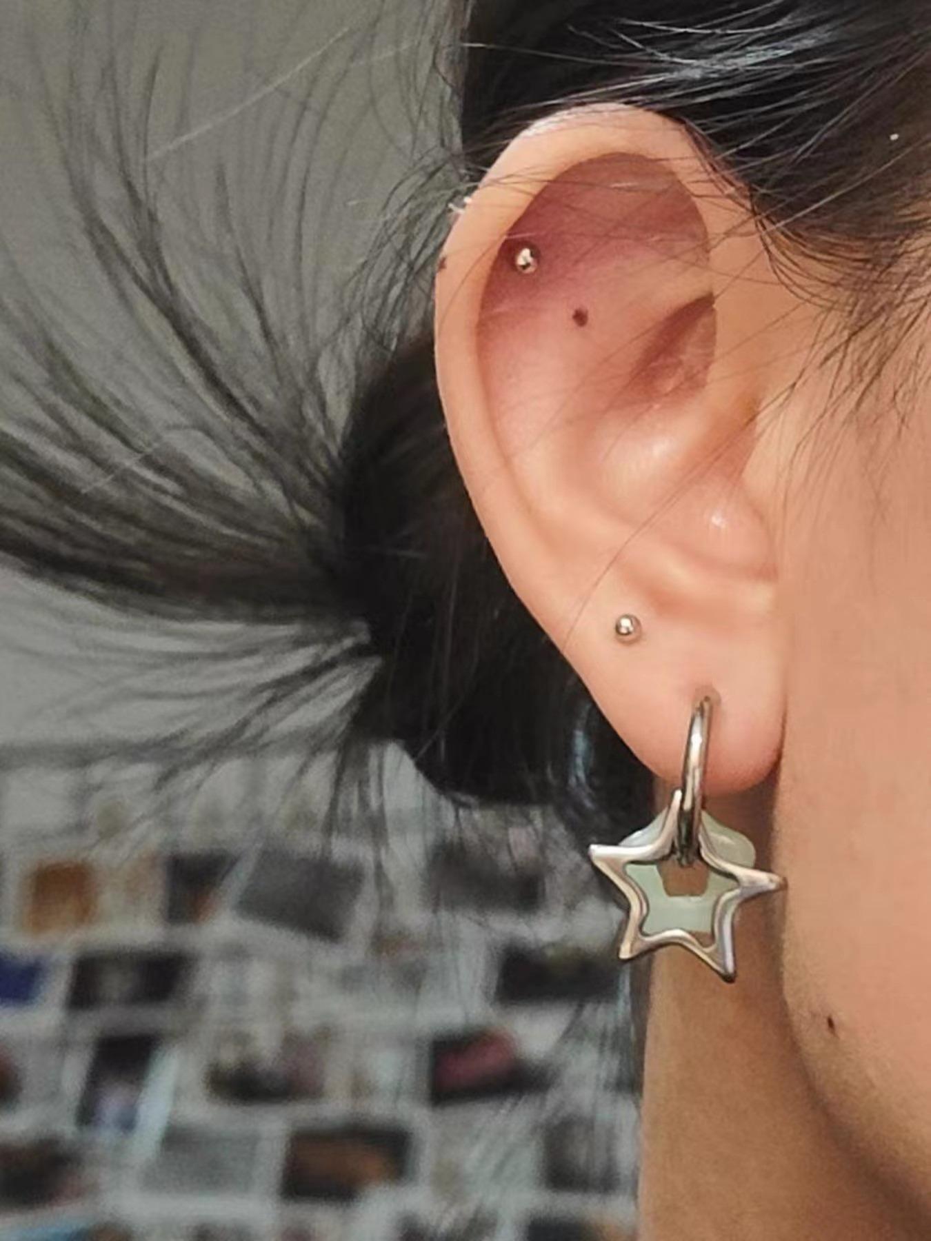 Temperament Hollow Out Star Design Dangle Earrings, Hoop Earrings, Elegant Exquisite Ear Jewelry for Women, Fashion Accessories for Party, Daily Clothing Decor