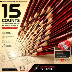 HB Pencil with Eraser, 15pcs/50pcs Wooden Sketching & Painting Pencil, Writing & Correction Tools for Home & School & Office, Valentine's Day Gift