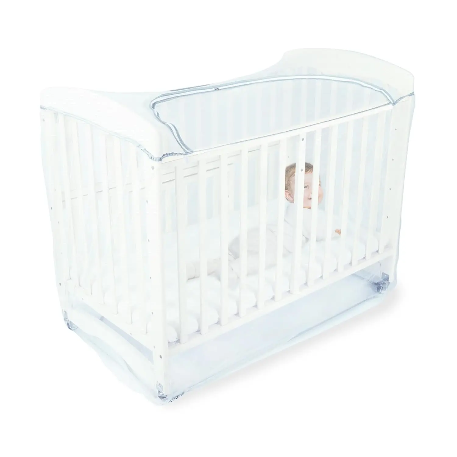 Crib Tent Canopy - Crib Cover to Keep Baby from Climbing Out, Protects from Climbing Out and, Insects, Mosquitoes, Encrypted Baby Mosquito Net with Two-Way Self-Locking Zippers, White
