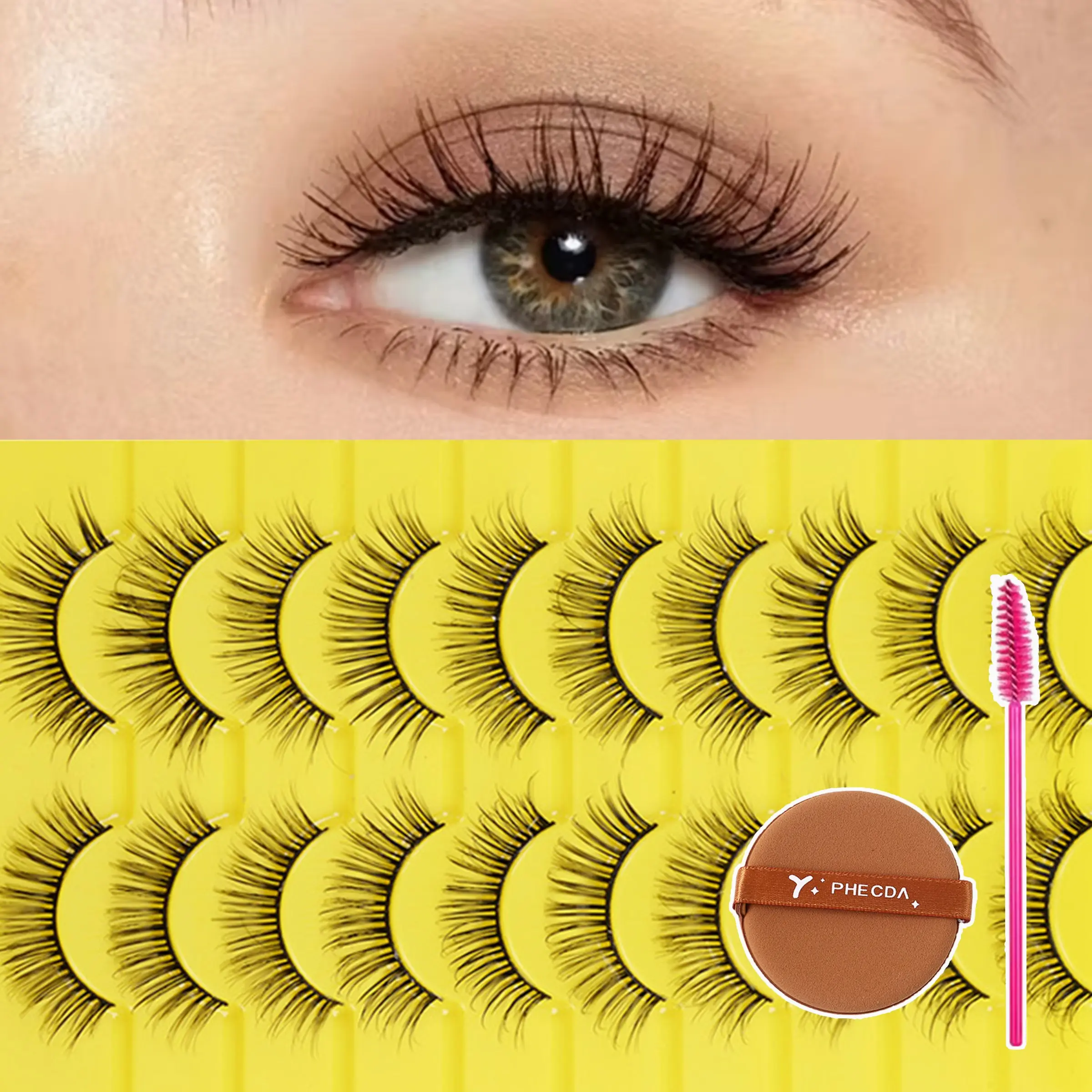10 Pairs Natural Lightweight False Eyelashes, D Curl Mixed Length, Reusable Soft Doll Style, Ideal for Daily Makeup, Travel, Beginners
