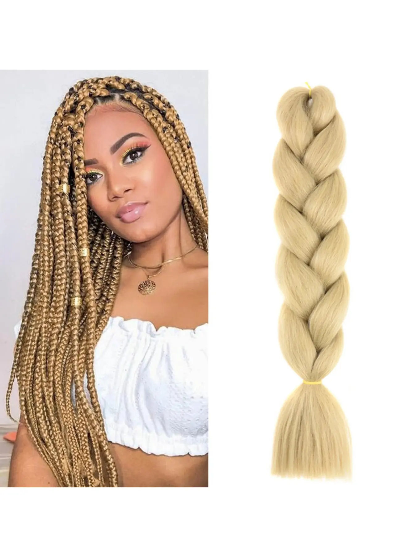 Colors Braiding Hair Light Ash Blonde  1pcs Synthetic Afro Braid Hair Extensions 24 Inch Solid Color Braids Twist Crochet Braids 105g(Light Ash Blonde)
