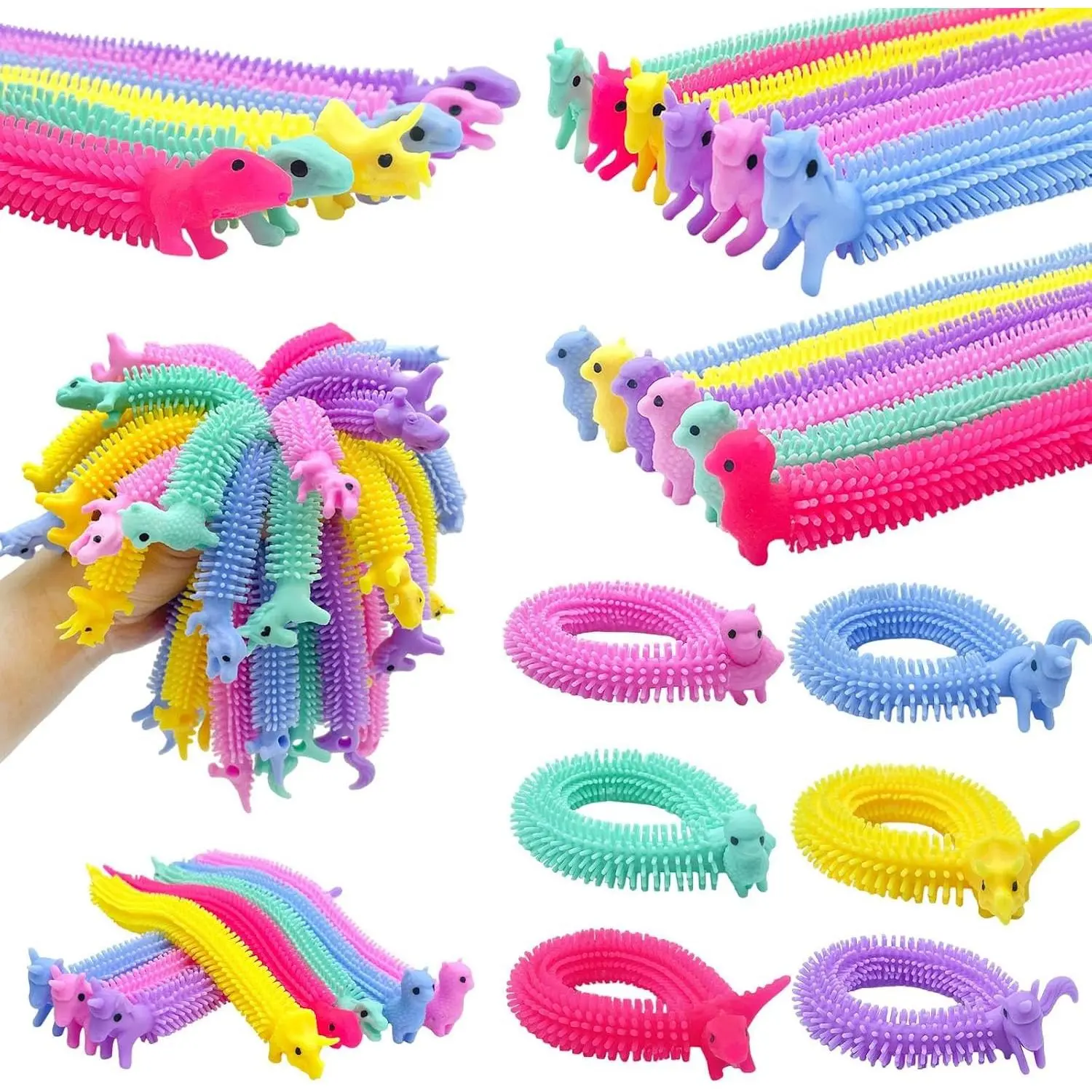 30 PCS Stretchy Fidget Worms Sensory Toys - Multicolor Stretch Strings for Stress Relief, Calming Party Favors, Valentine's Day Easter Day Gifts for Kids Boys Girls Adults