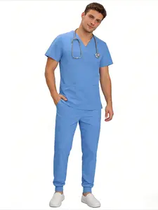 Durable Wear Resistant Casual New Solid Color Unisex Scrubs Set European American Style S-urgical Uniforms