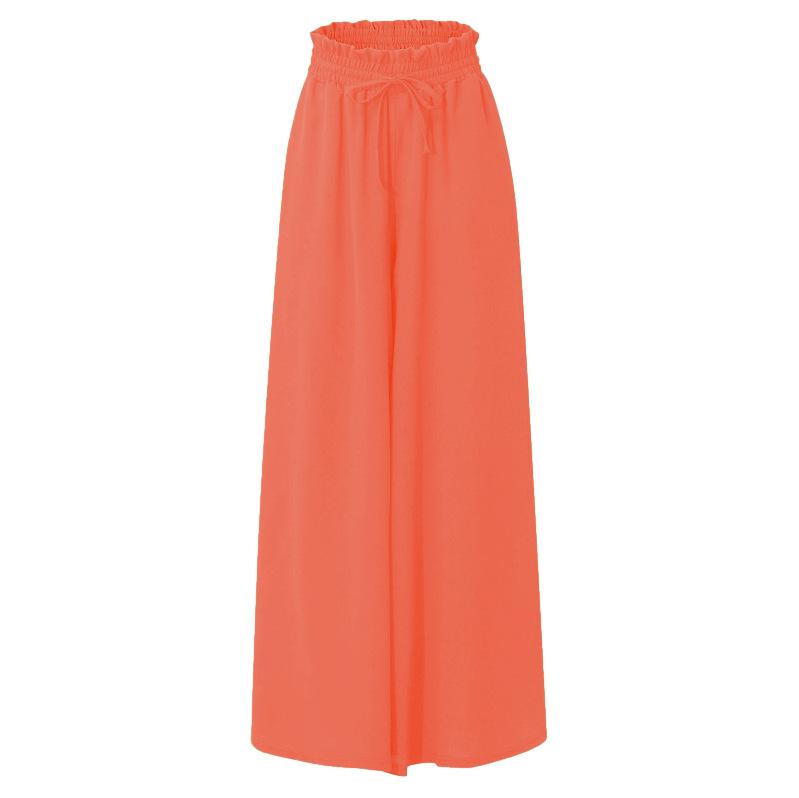 Women's new summer wide-leg long pants with elastic waistband, high-waisted long skirt-pants for women, suitable for beach vacations and commuting