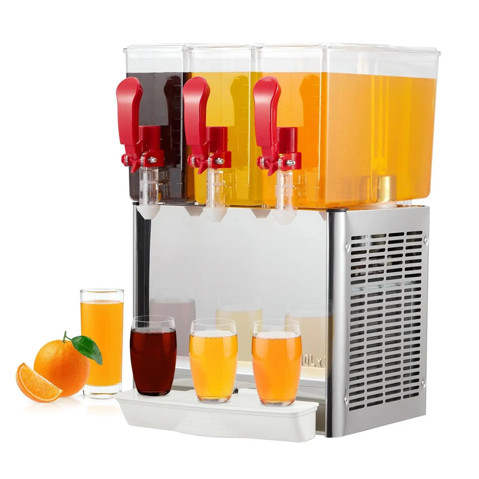 GARVEE30L (7.93 Gallon) Commercial Juice Dispenser, 3 Tanks 320W, Stainless Steel Beverage Dispenser for Tea, Drink