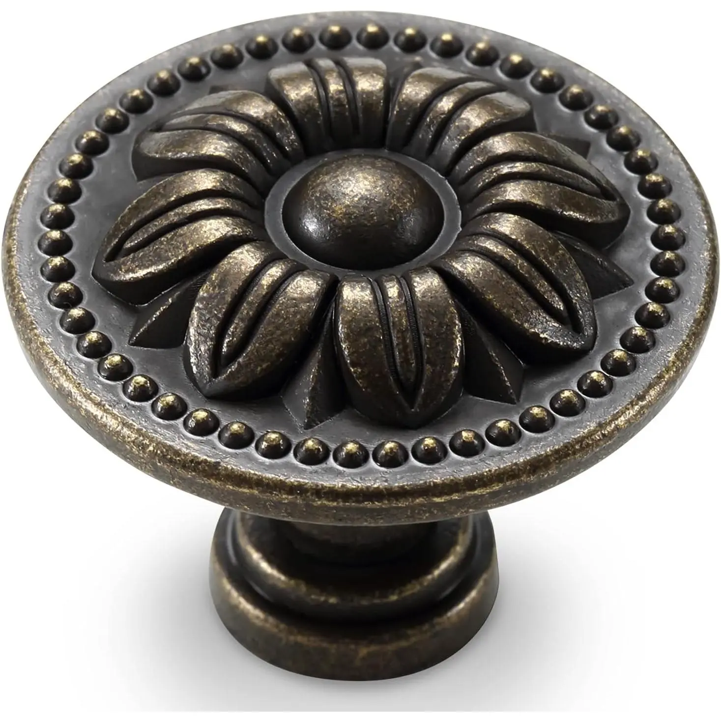 Set of 10  Kitchen Cabinet Knobs Pulls, Flower Drawer Knobs, Dresser Knobs, Antique Brass Pull Handles, Rustic Bronzed Door Knobs for Dresser Drawers, Zinc