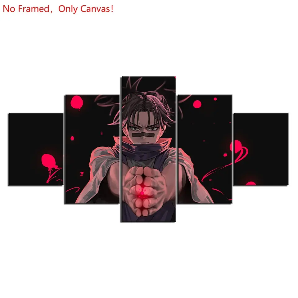 5 piece/set of frameless canvas painting print poster, classic hot-blooded anime art, Choso’s Fierce Resolve  , very suitable for Japanese two-dimensional fans, the perfect gift for bedroom, living room, kitchen, dormitory corridor, mural, wall decoration