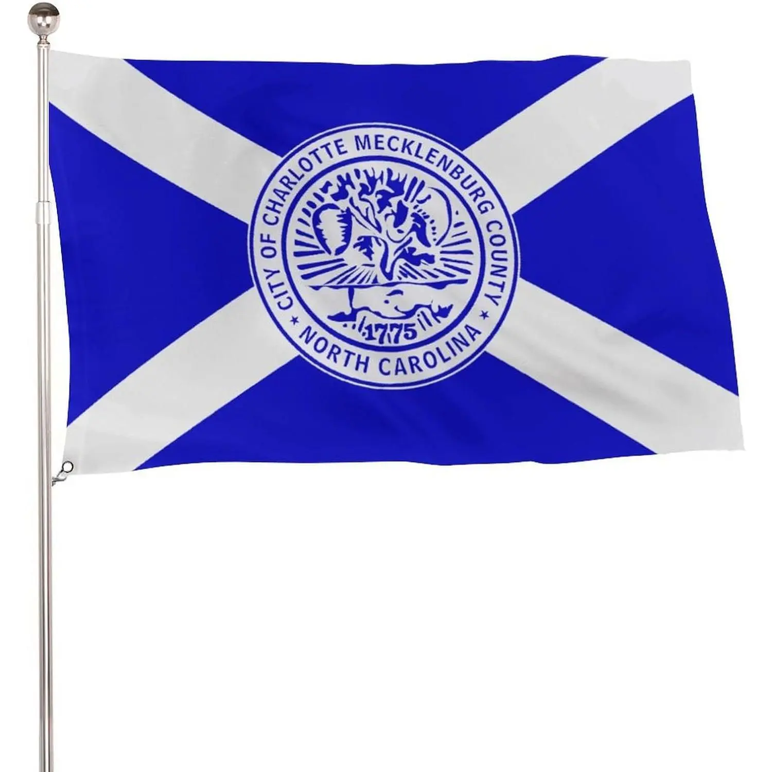 Charlotte City Flag, 5x3 Ft 115D Polyester Lightweight Banner with 2 Metal Eyelets, Banners