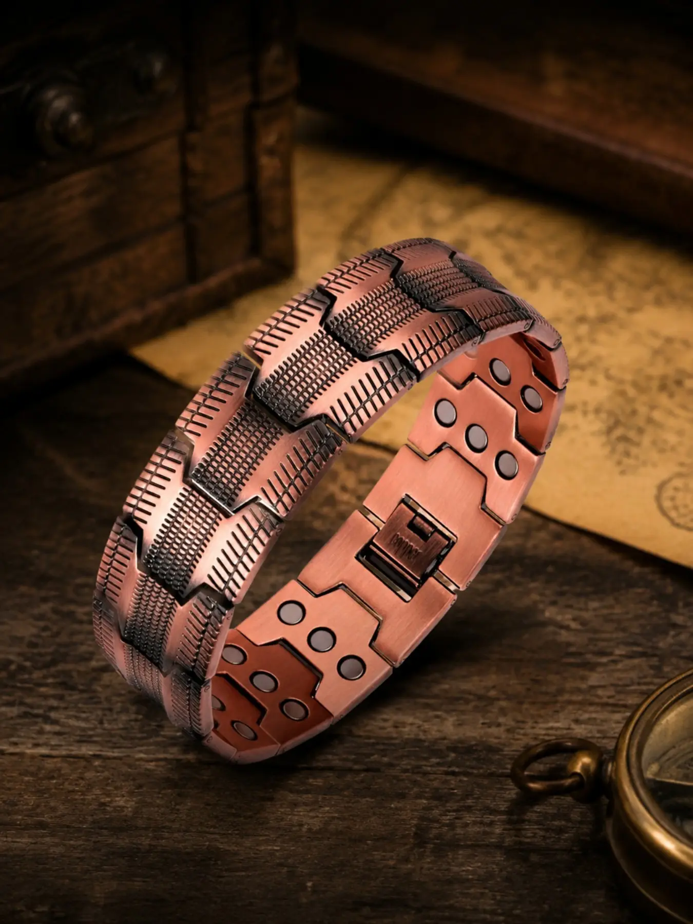 Men's Copper Bracelet, Ultra-Strong Magnetic Wristband, Casual Style Adjustable Durable Bracelet, Perfect Father's Day Gift, Christmas & Thanksgiving Special