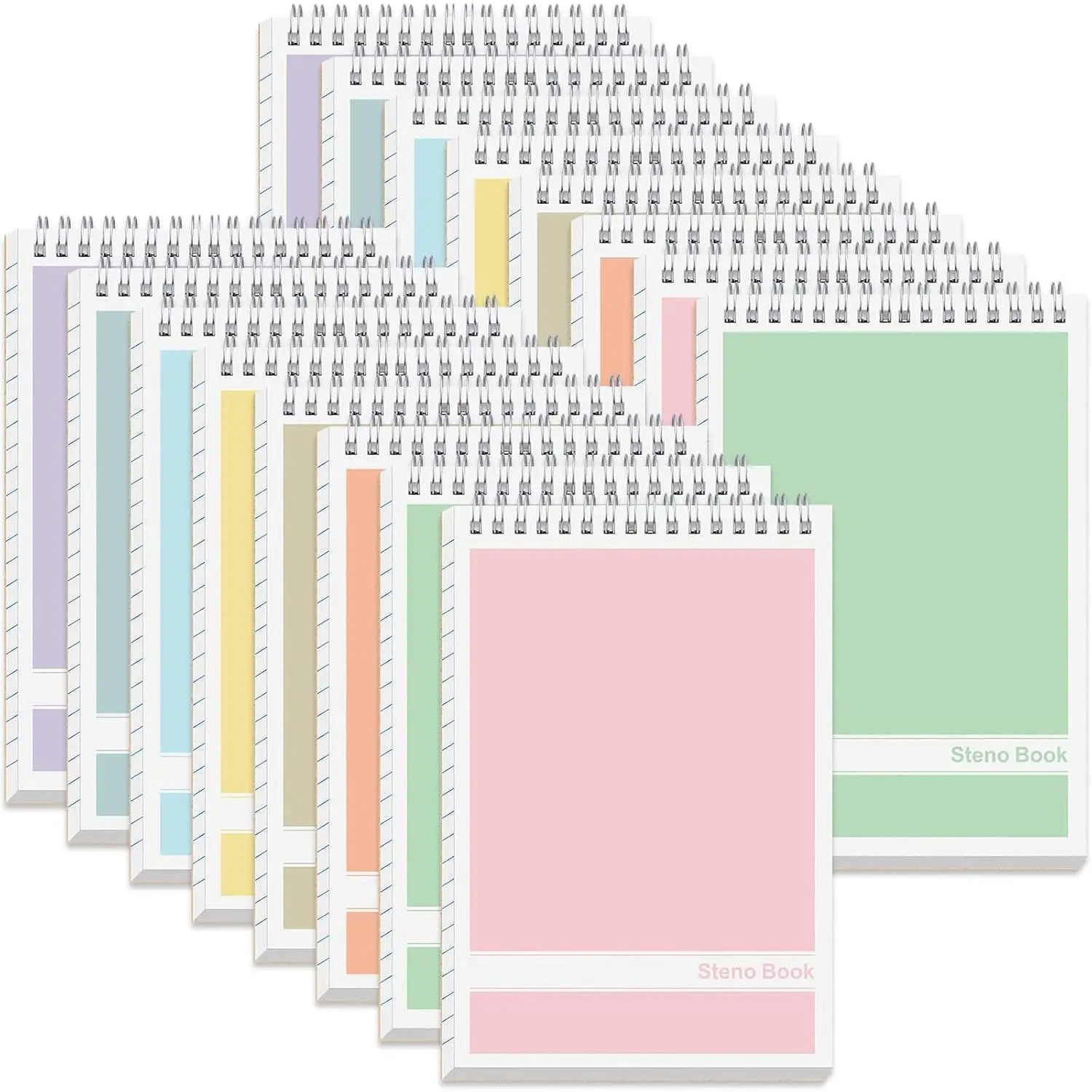 24 Pack Steno Pads 6 x 9 in Spiral Top Notebook Bulk 8  Color Note Pad 60 Sheets Gregg Rule Writing Paper Steno Notebooks for Students Teachers Men Women Professionals Office School Recording