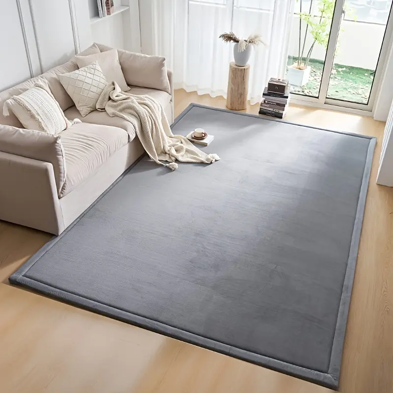 1pc Japanese Tatami Rug, Coral Velvet Area Rug, Baby Mat for Floor Play, 1.18inch Thick Crawling Rugs, Padded Foam Rug for Kids Playroom, Playpen, Nursery, Living Room, Yoga Mat