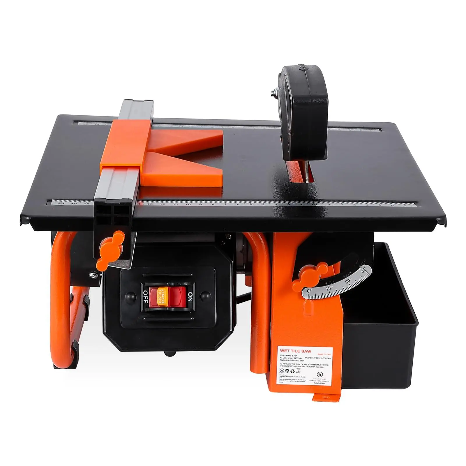 GARVEE 7 inch Wet Tile Saw, 3450 RPM, Bevel cuts tile from 0 to 45 Degrees, PeakPursuit Tile Cutter Wet Saw with Water Reservoir for Cutting Tiles and Stones, for DIY Enthusiasts