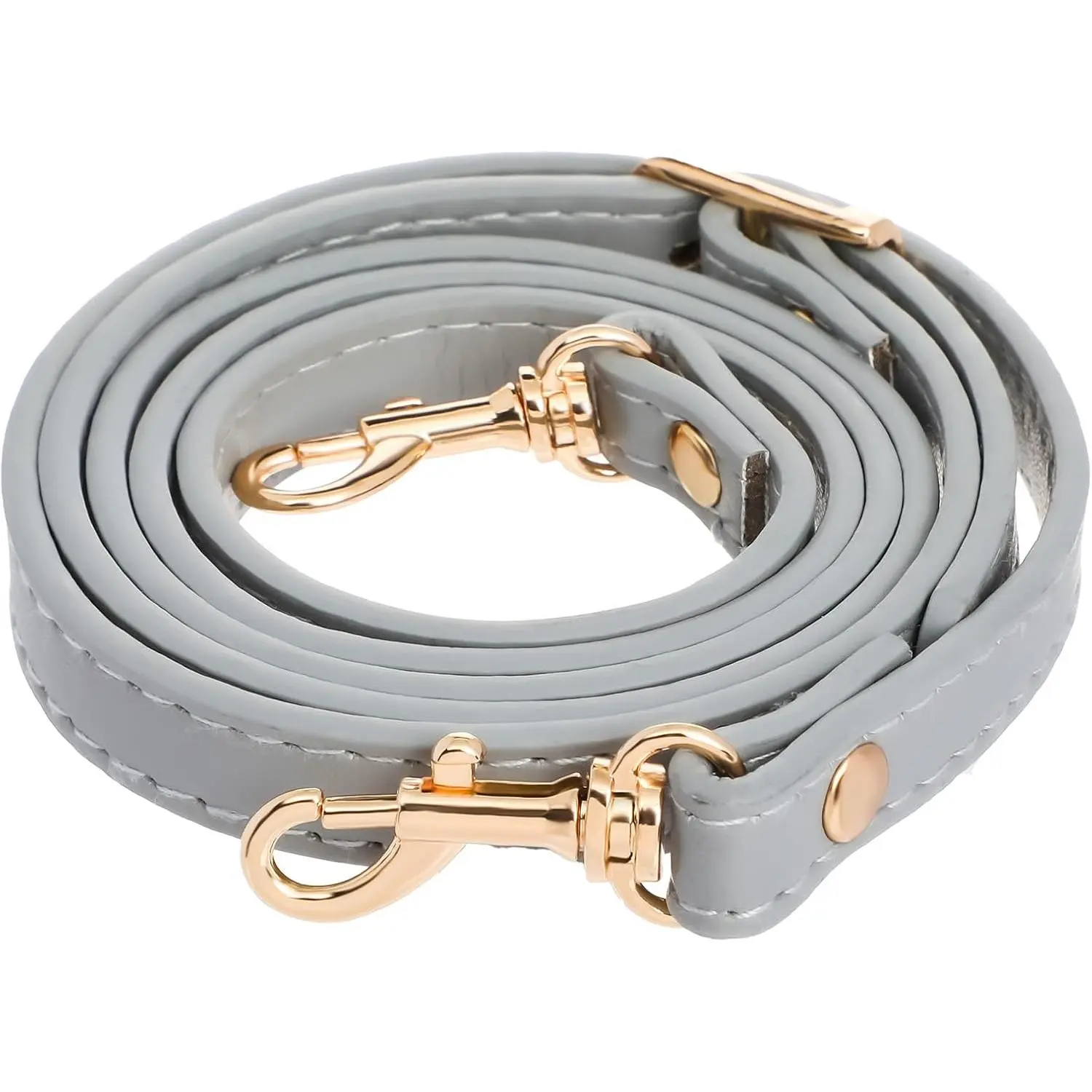 Skinny Leather Purse Strap  - Adjustable Crossbody Strap for Handbags with  Hardware, Thin  Strap, Grey