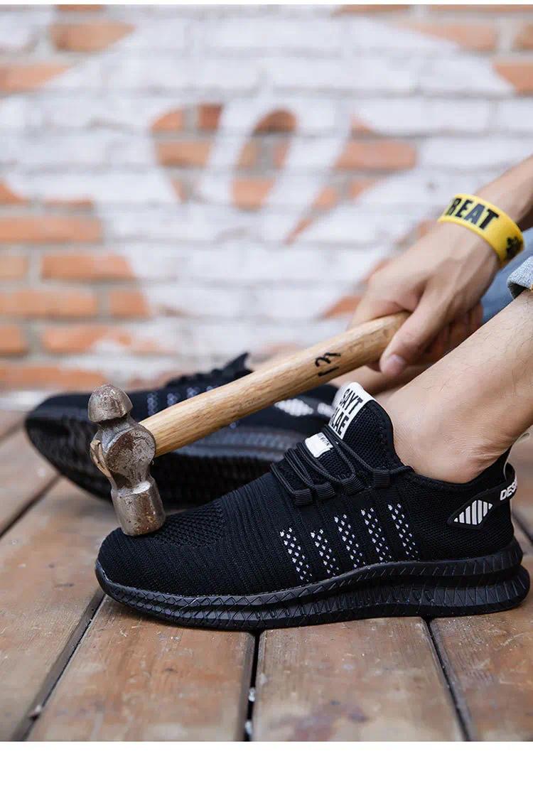 Men's and Women's Work Safety Shoes, Steel Toe Anti Smashing Boots, Breathable Mesh Adult Comfortable Anti Stab Sports Shoes
