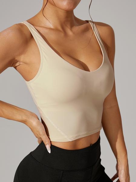 Cross-Border Wide Strap Sports Bra, Shark Skin Feel Yoga Bra, Running Workout Bras, Slim Fit Elastic Gym Top for All Seasons, Comfortable Workout Wear