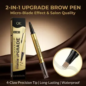 QIC 4-Tip Brow Pen + Gel Duo  Creates 1000 Realistic Hair Strokes! Waterproof 2-in-1 Liquid Brows, The Secret to Fluffy Brows That Last All Day #browtutorial #microblading