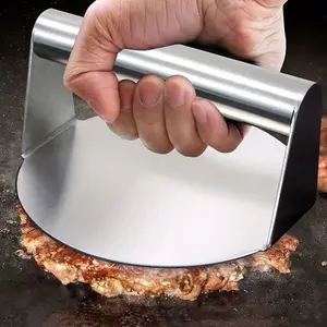 Stainless Steel Burger Patty Press, Manual Meat Patty Maker for Hamburgers, Grilling, Pancakes, Ergonomic Heat-Resistant Handle, Even Thickness