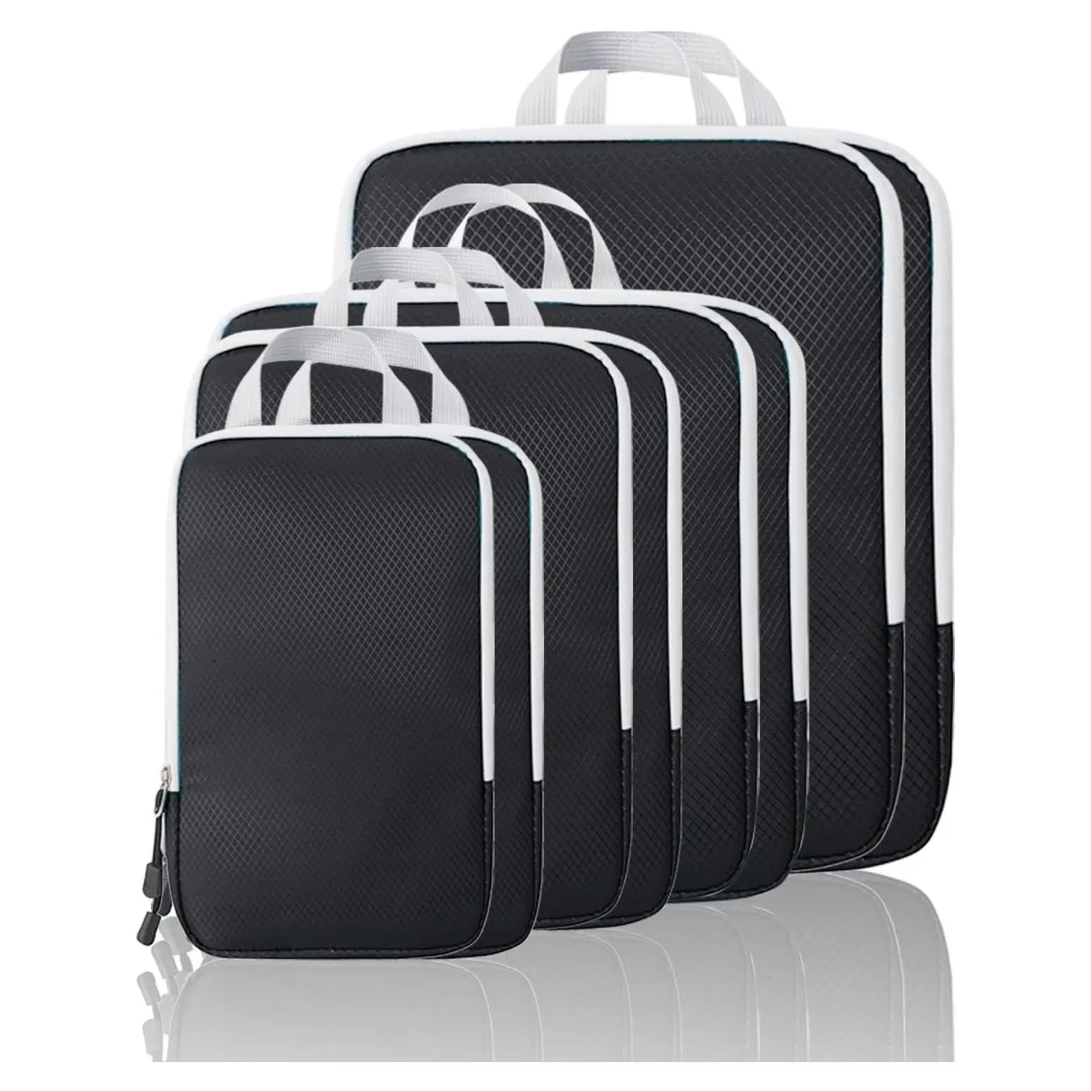 Compression Packing Cubes, 8 Set Lightweight Travel Compression Organizer for Carry On and Suitcases, Black and GreyGift