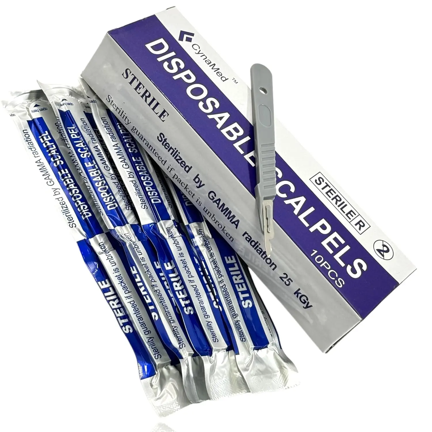 Disposable Sterile Scalpels (10 Pack) - Size #10 #15C High Carbon Steel Blades with Plastic Handle for Dermaplaning Crafts Podiatry Wood Model Making Mycology Plant Cutting Dissecting & More