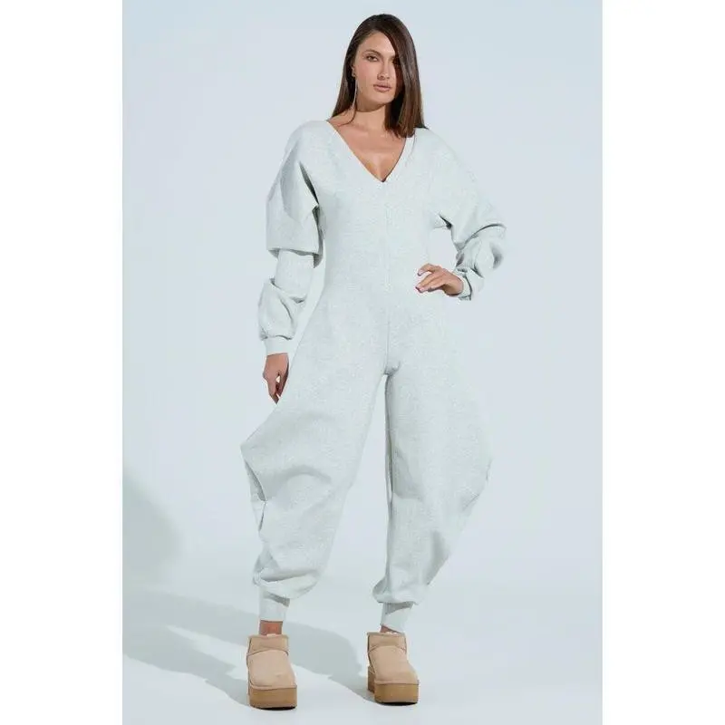 Comfortable Cozy Sweatshirt Jumpsuit Chunky Cotton