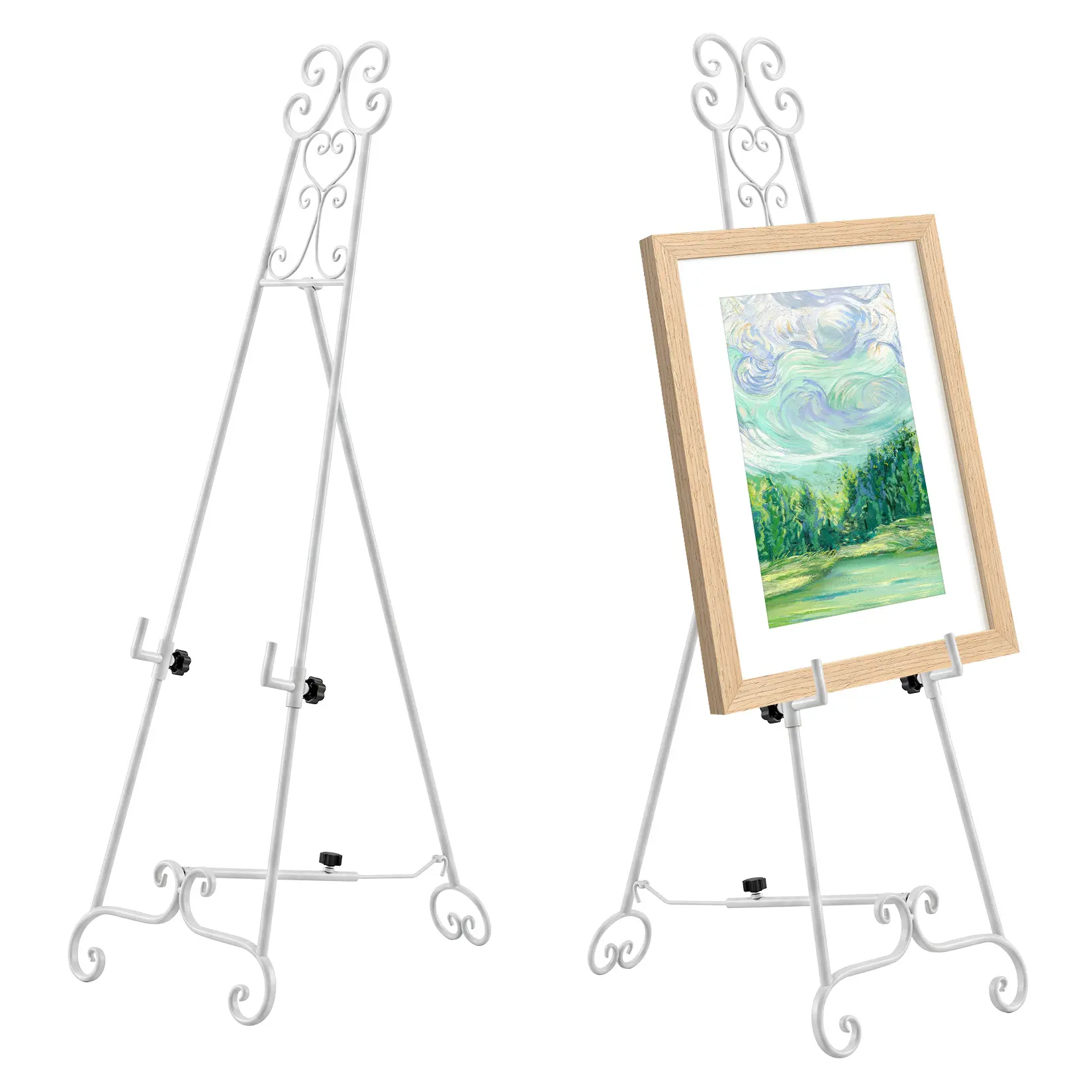 Vintage Metal Easel Stand Adjustable Floor Tripod Display for Wedding Welcome Sign Poster Photo Frame Artwork Home Gallery Event Decor