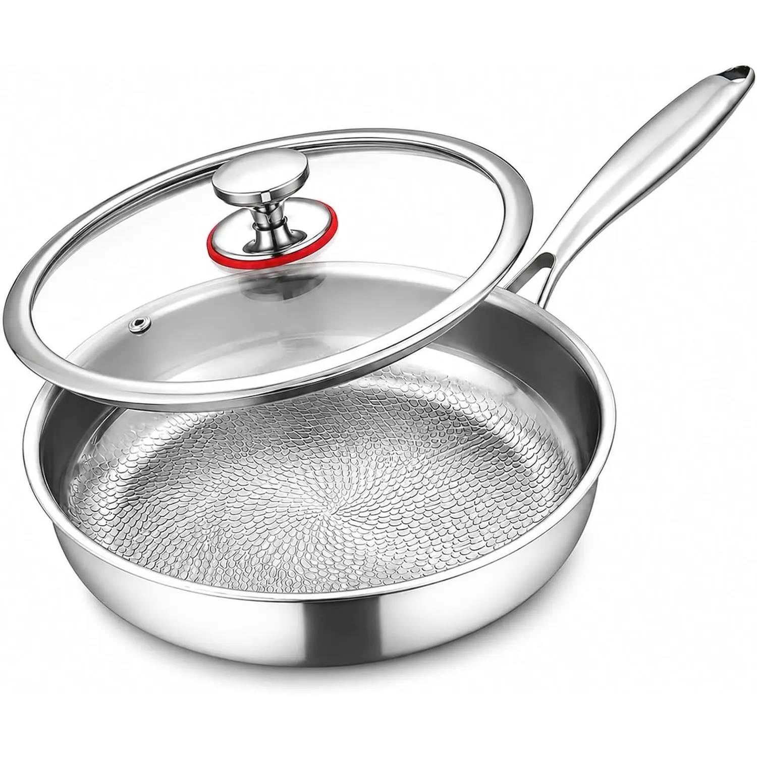 8in Titanium Pans for Cooking, 2026 New Titanium Hammered Pan Pro with Lid, Durable Scratch-Resistant Non Stick Titanium Nutri Pan for Cooking (8in)