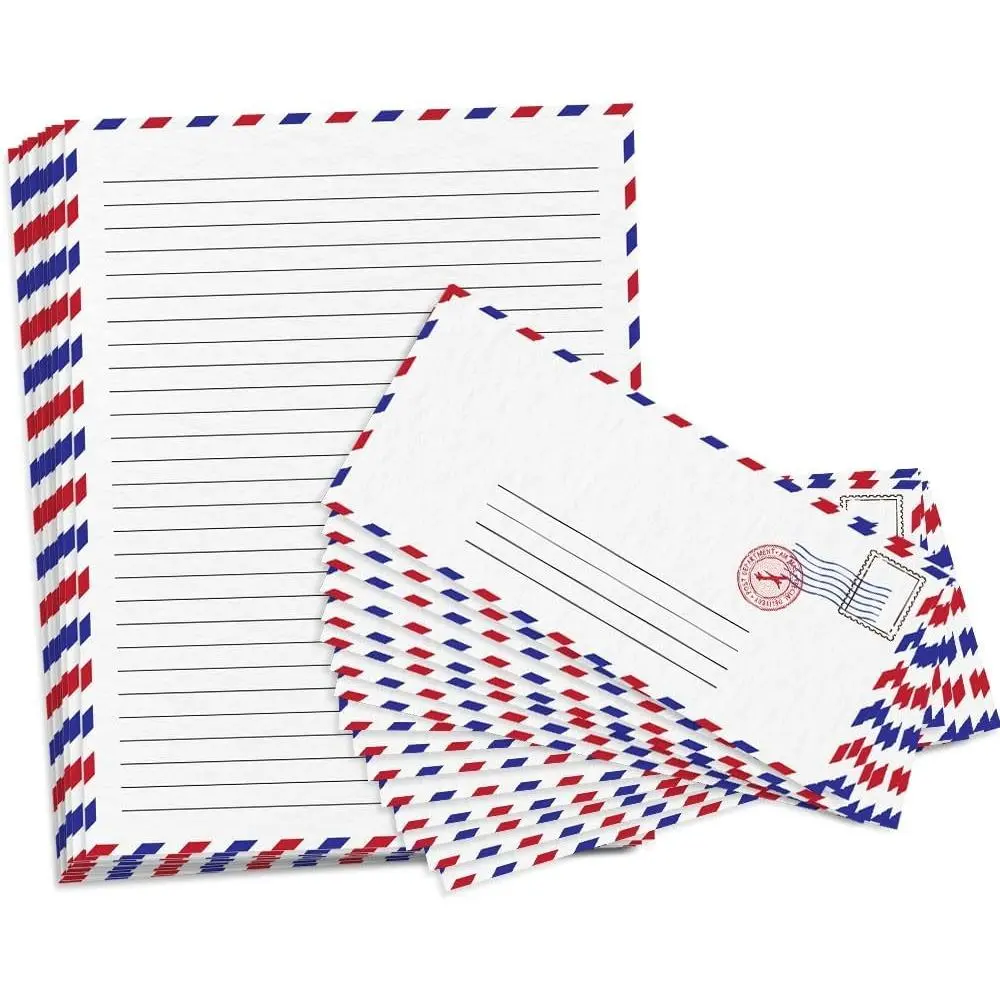 100-Piece Vintage Airmail Stationery Paper and Envelope Set