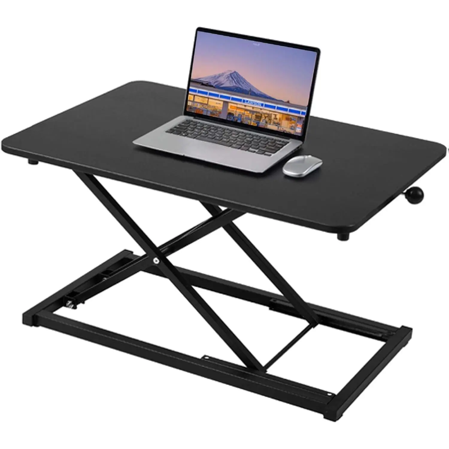 Adjustable Height Standing Desk Converter with Keyboard Riser - Ergonomic Sit-Stand Computer Workstation, 23.6-Inch Black for Desktop, Sit Stand Desk