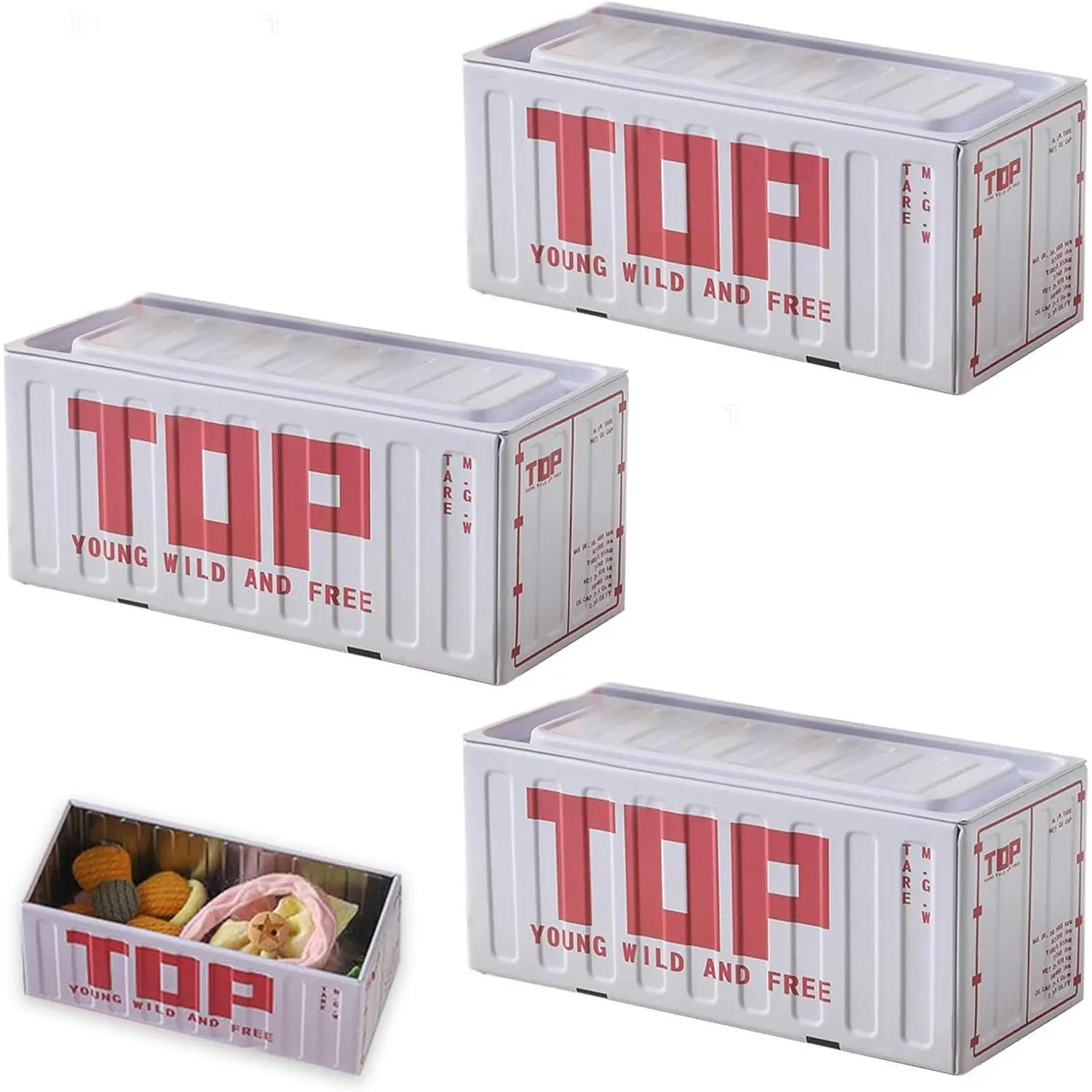 Set of 3 Industrial-Style Mini Storage Boxes – Small Metal Containers for  Organization and Decorative Display (White)