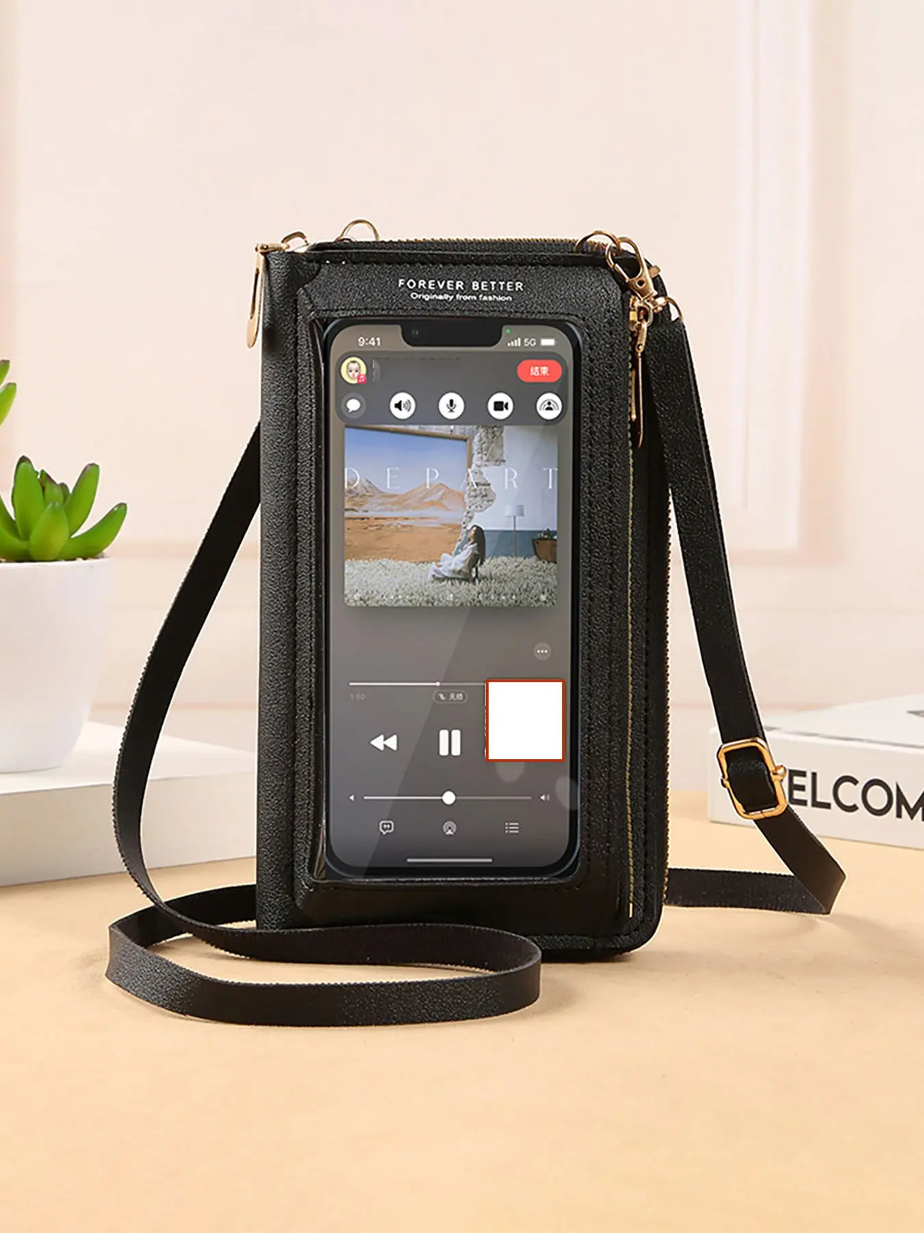Touch Screen Mobile Phone Bag One-Shoulder Transparent Coin Purse Handbag Female Crossbody Wallet Casual Crossbody