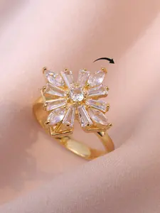 Classic Rhombus Rotating Ring, Adhd Anxiety Relief Ring, Elegant Floral Design, Perfect Gift for Anniversaries