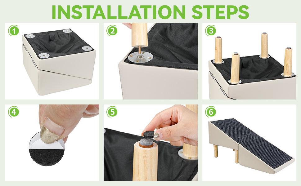 Multifunctional Foldable Pet Stairs 2-in-1 Non Slip Dog Step Stool Anti-Scratch Wear Resistant Portable Pet Ramp Ladder for Small Dogs Cats