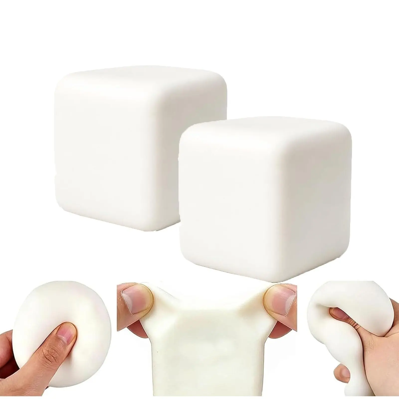 2 PCS Tofu Squishy Slow Rise Stress Cube Toy Soft Moldable Fidget Block Handheld Relaxation Squeeze Stress Relief Gadgets for Adults