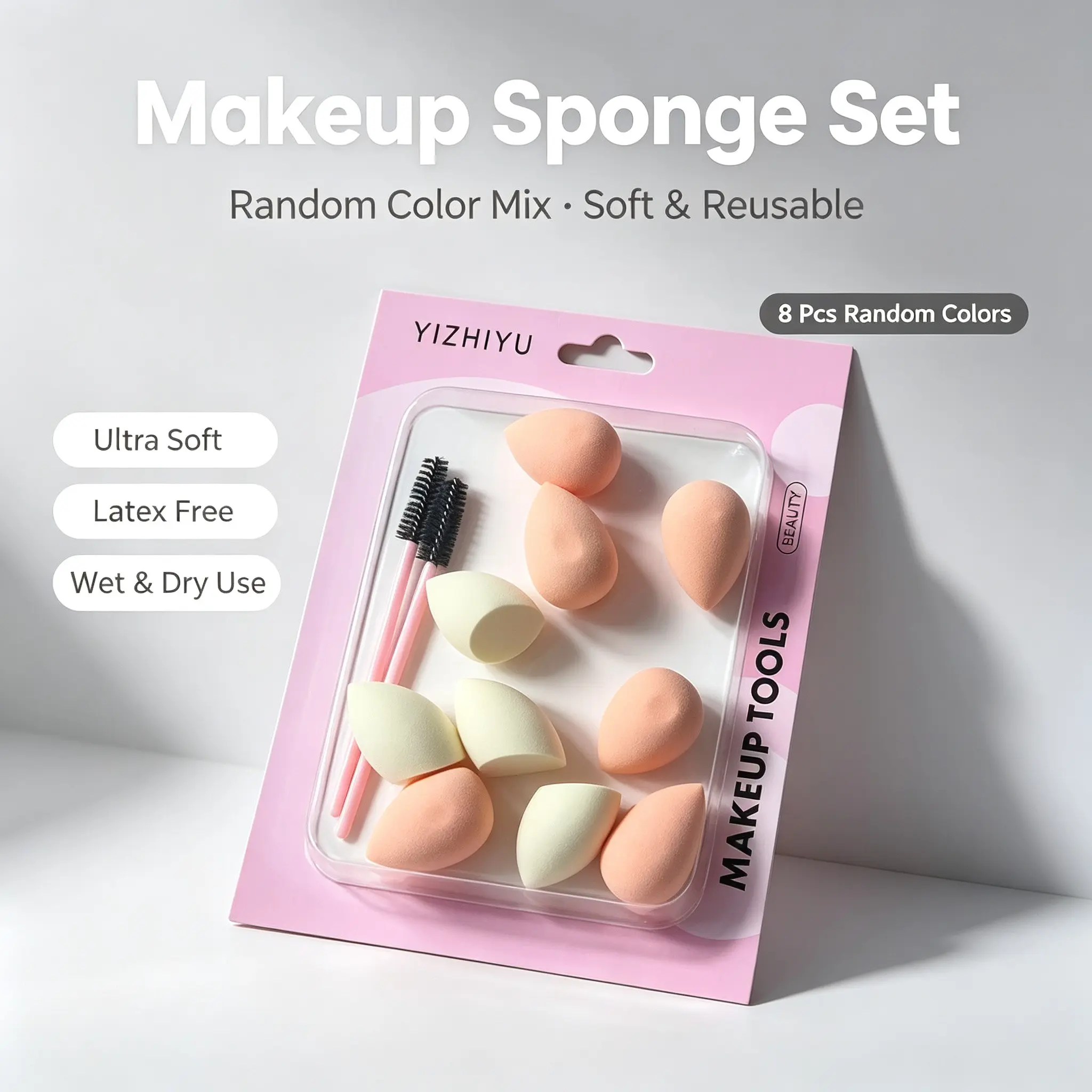 Mini Sponge Makeup Applicator Set, Eyelash Brush, Water Drop Beauty Egg, Cosmetic Tools Kit, Perfect for Foundation & Concealer Application, Makeup Sponges for Foundation