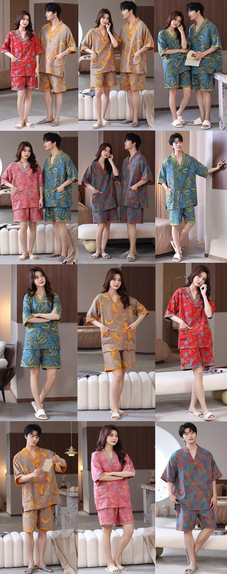 Cross-border pure cotton double-layer gauze jacquard sauna suit, massage sauna suit, couple's bathrobe, hotel bathrobe, therapy clothing wholesale