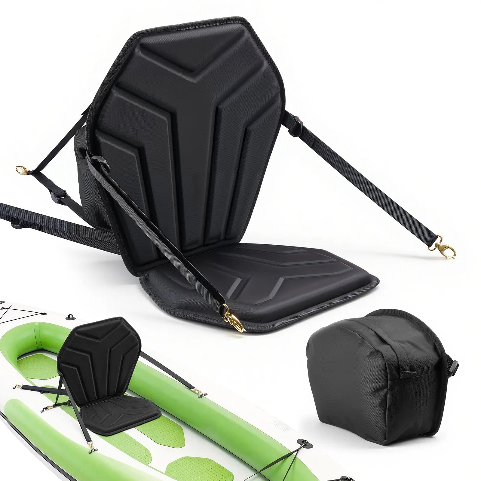 VEVOR Universal Size Paddle Board Seat, 1-Pack 1in Hex-Style Sit-On-Top Soft Padded Cushion with Back Support, Adjustable Straps, Storage Bag for SUP, Fishing Boat, Kayak