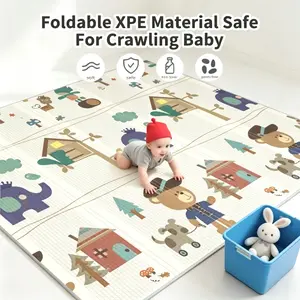 Baby floor play mat, 79" x 71" foam play mat, foldable play mat suitable for play areas, waterproof and non-slip floor play mat, double-sided baby crawling mat, suitable for infants, toddlers, and children learning to walk