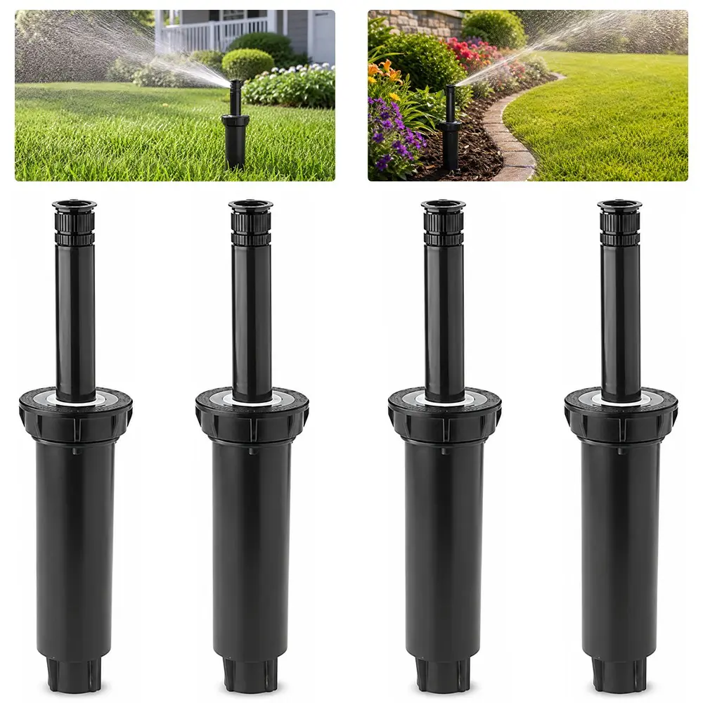 4 Pack 4 Inch 1800 Pop-Up Sprinkler, Adjustable 0°-360° Spray Pattern, Retractable Lawn Sprinkler Head, Underground Irrigation for Gardens